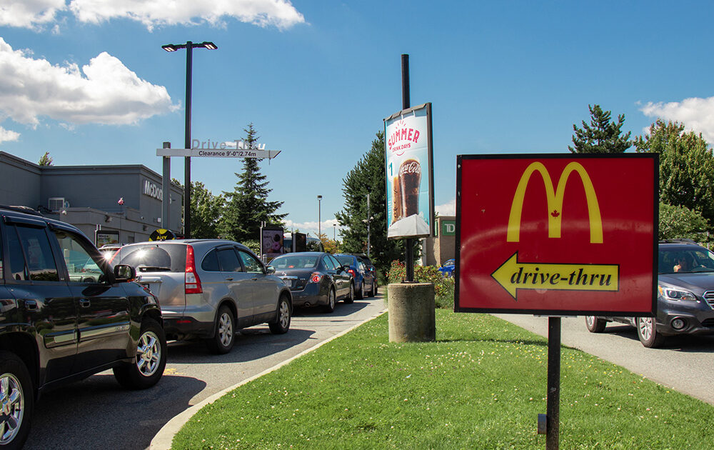 crowded McDonald's drive-thru